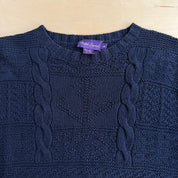 Vintage 90s Women's Ralph Lauren Purple Label Cable Knit Sampler Knit Sweater - Women's M