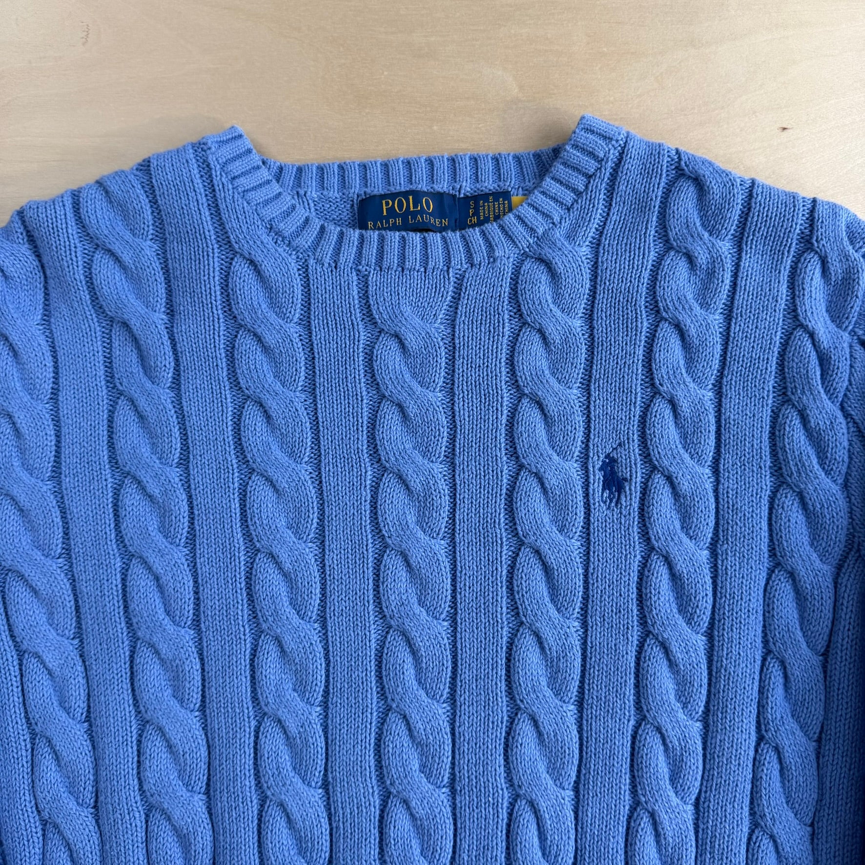 Women's Polo RL Embroidered Logo Baby Blue Knit Sweater - Women's S