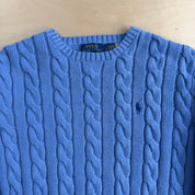 Women's Polo RL Embroidered Logo Baby Blue Knit Sweater - Women's S