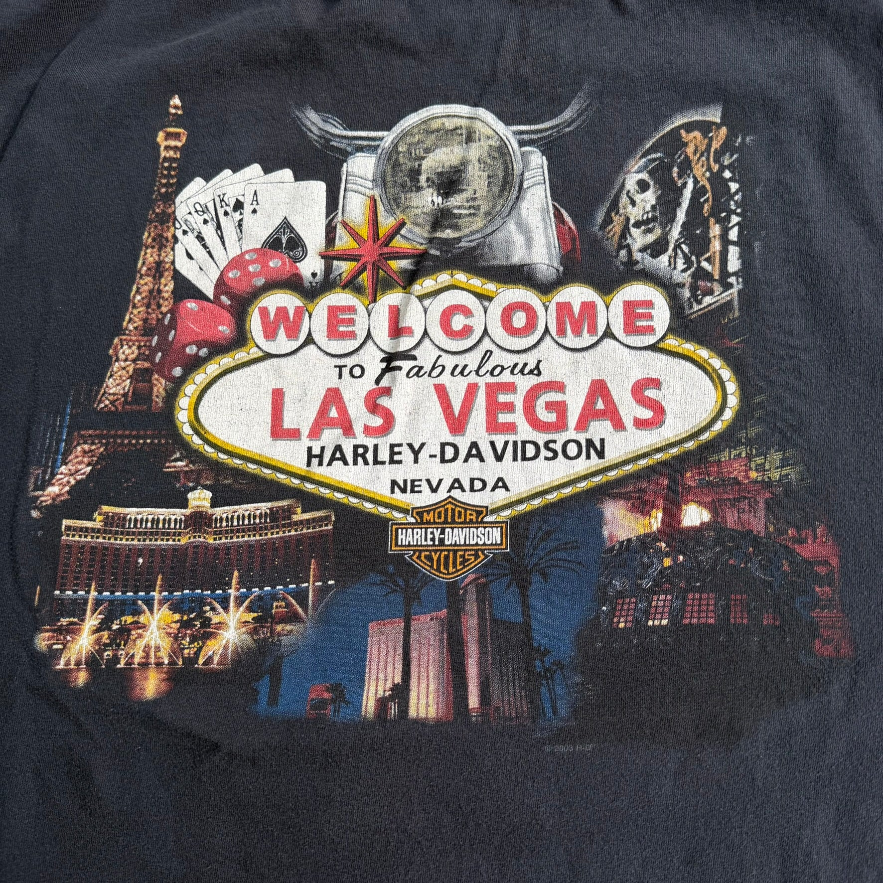 Vintage '03 Harley Davidson Las Vegas Graphic Made In USA Tee - XL