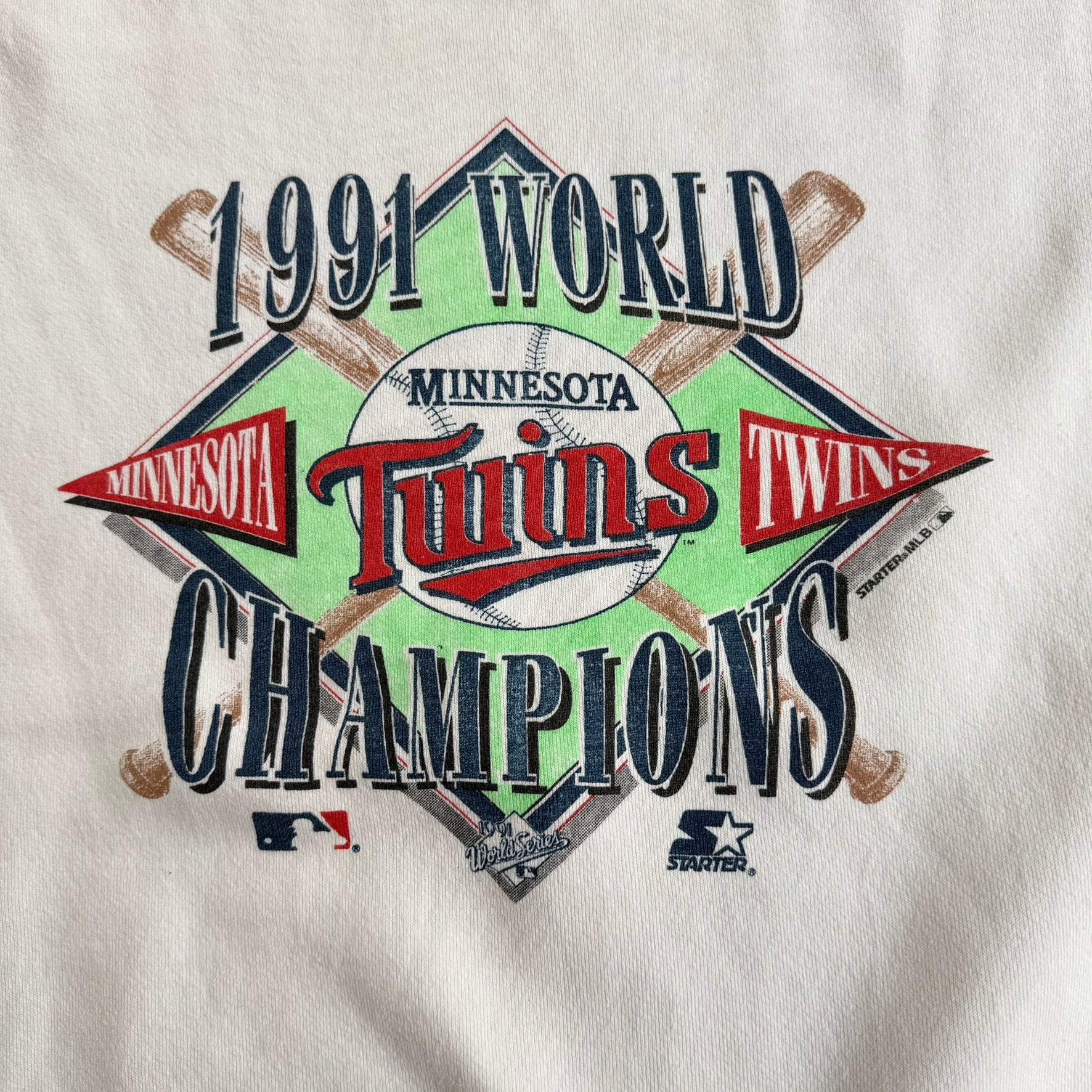 J- Vintage '91 Minnesota Twins MLB World Series Champions Starter Made In USA Crewneck - XL