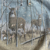 J- Vintage Forest Glen Apparel Deers All Over Print Made In USA Henley Crewneck - L