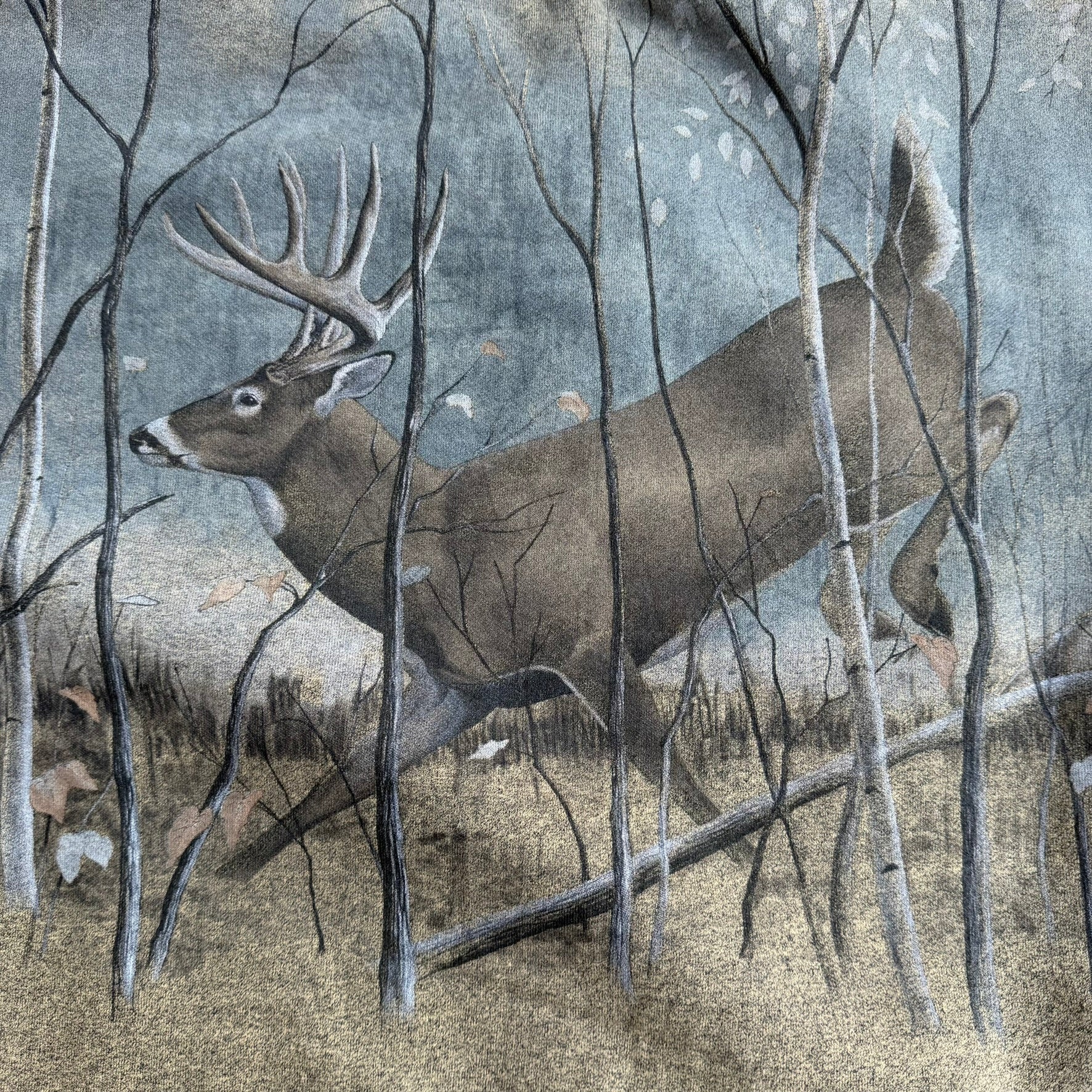 J- Vintage Forest Glen Apparel Deers All Over Print Made In USA Henley Crewneck - L