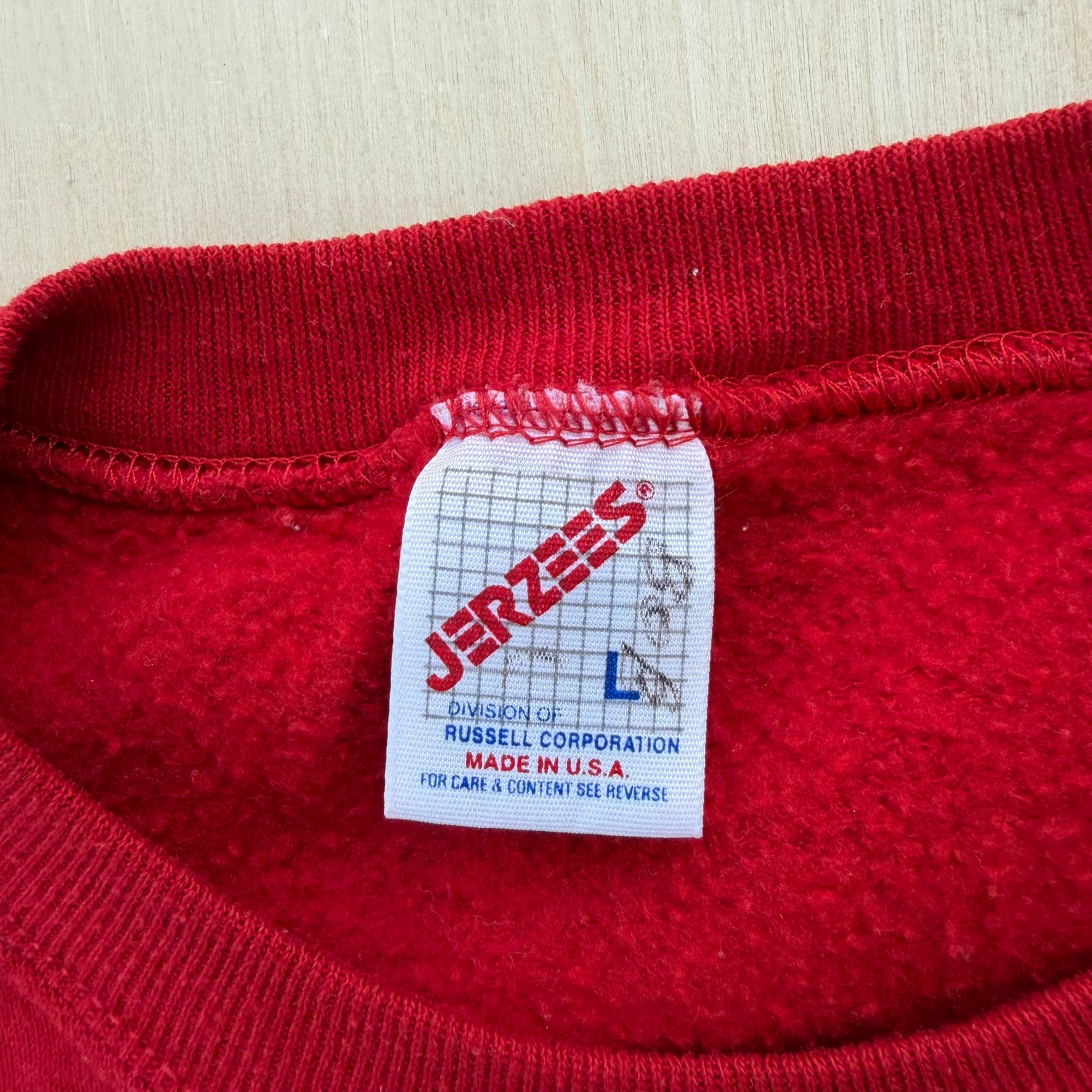 J- Vintage Corona Baseball Graphic Made In USA Jerzees Tag Crewneck - L