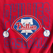 J- Vintage '92 Philadelphia Phillies MLB Logo Graphic Made In USA Crewneck - L