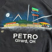J- Vintage '90 Truckin' On Girard Ohio On The Road Again Graphic & Text Made In USA Crewneck - L