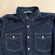 J- Harley Davidson Text Logo Button Down Shirt - L Slim