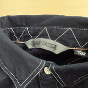 J- Harley Davidson Text Logo Button Down Shirt - L Slim