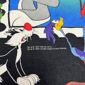 F- Vintage '97 Looney Tunes Stamp Collection Bugs Bunny What's Up Doc Tee