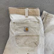 Vintage Carhartt Canvas Beige/Khaki Double Knee Workwear Pants - 32x28