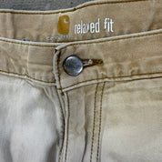 Vintage Carhartt Canvas Beige/Khaki Double Knee Workwear Pants - 32x28