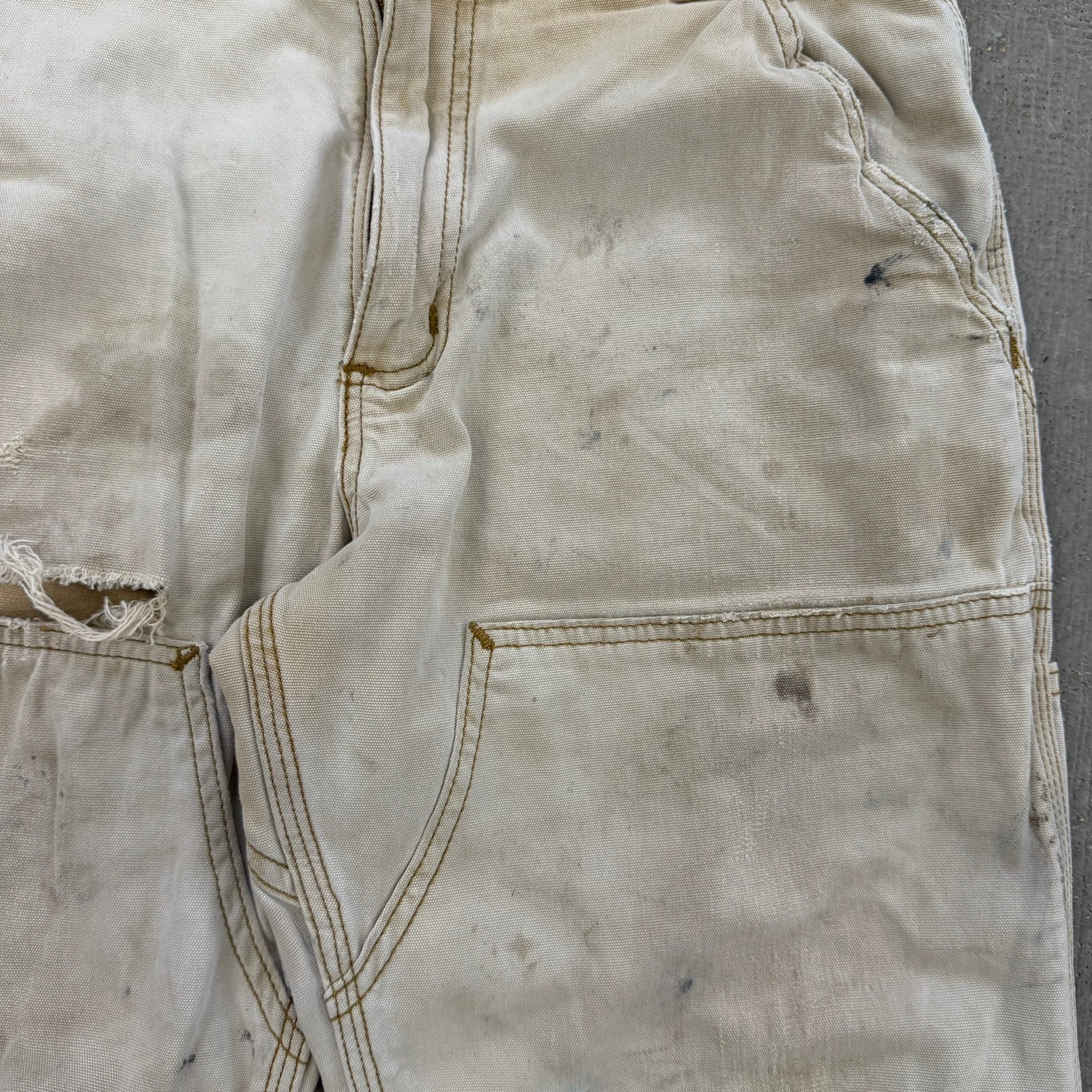 Vintage Carhartt Canvas Beige/Khaki Double Knee Workwear Pants - 32x28