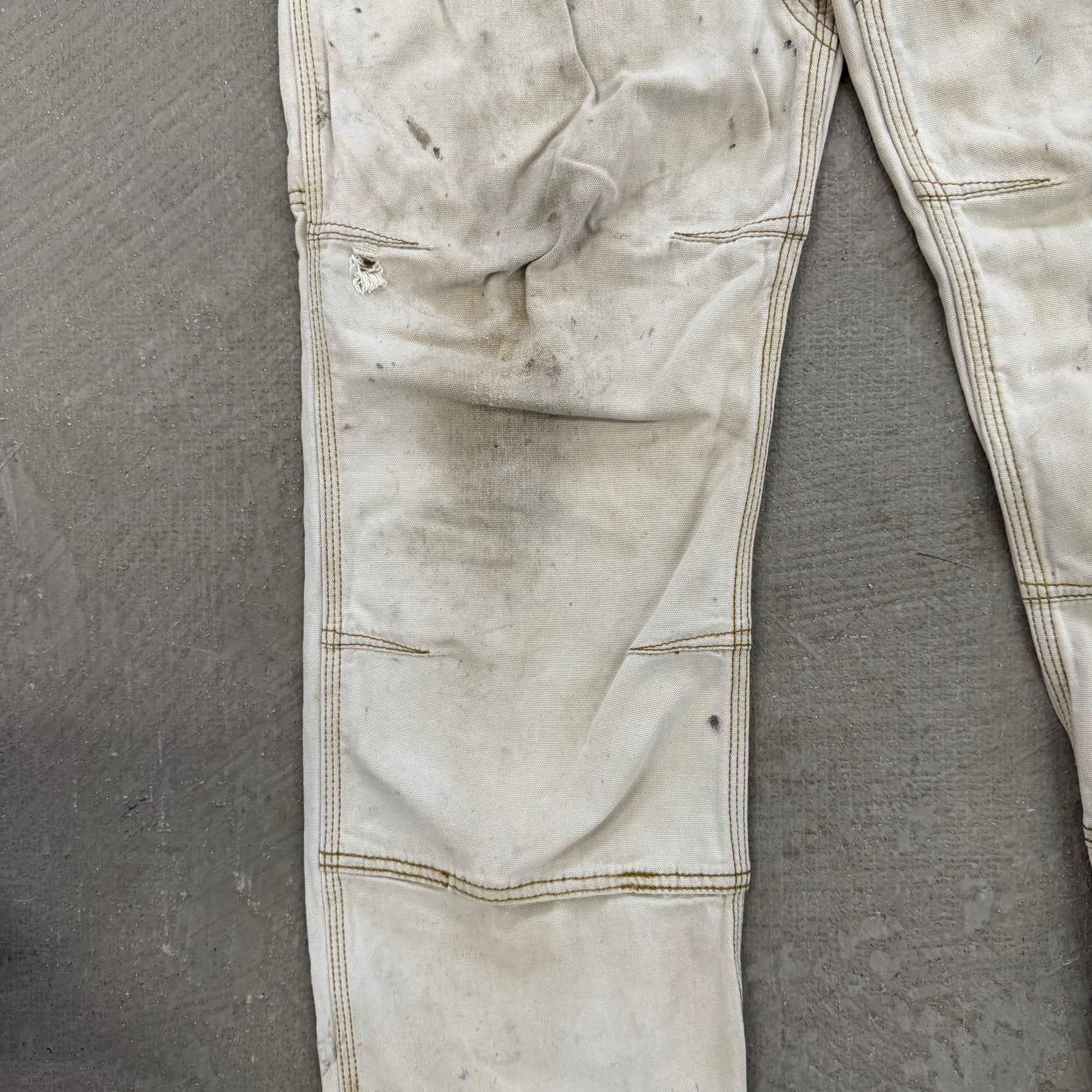 Vintage Carhartt Canvas Beige/Khaki Double Knee Workwear Pants - 32x28