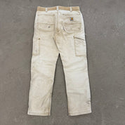 Vintage Carhartt Canvas Beige/Khaki Double Knee Workwear Pants - 32x28