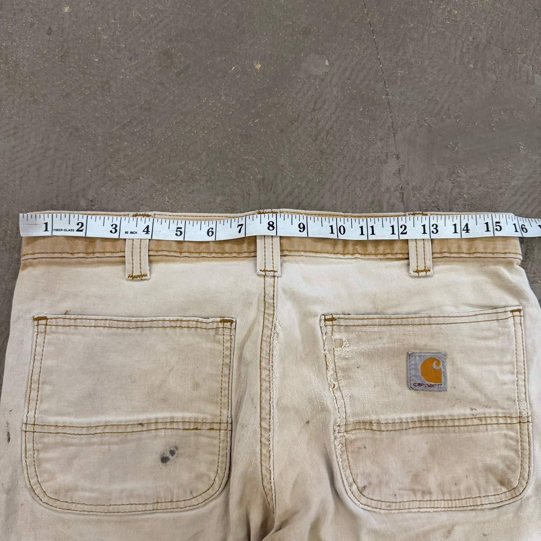 Vintage Carhartt Canvas Beige/Khaki Double Knee Workwear Pants - 32x28