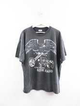 Load image into Gallery viewer, Live Hard Ride Hard Eagle &amp; Motorcycle Tee
