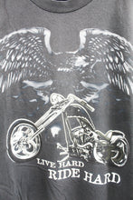 Load image into Gallery viewer, Live Hard Ride Hard Eagle &amp; Motorcycle Tee
