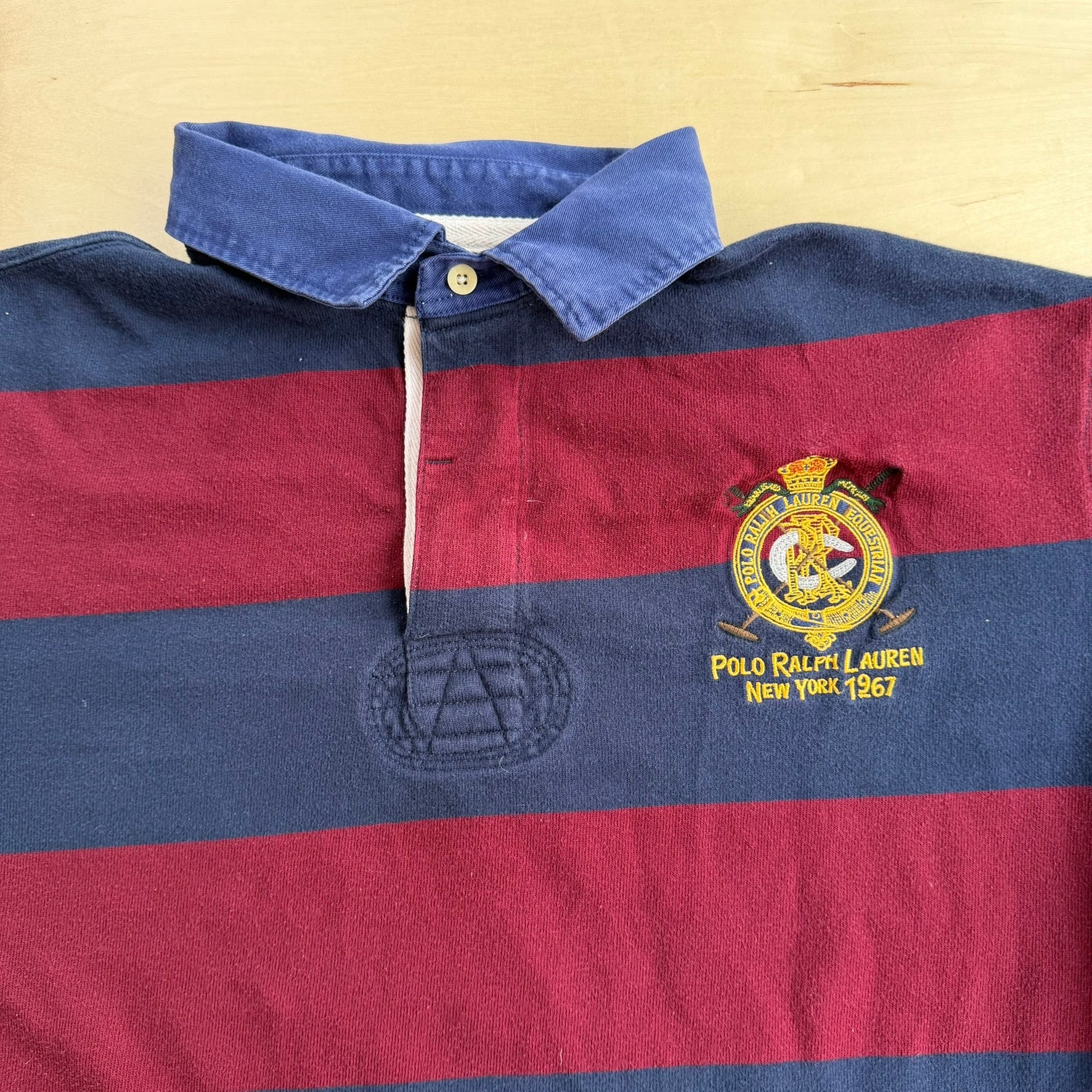 J- Vintage Polo RL Equestrian Embroidered Crest Rugby Shirt - 2XL Big