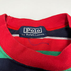 F- Vintage Polo Ralph Lauren Striped Red Green Tee