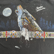 J- Vintage 90s Cherokee North Carolina Howling Wolf Graphic Made In USA Single Stitch Tee - XL