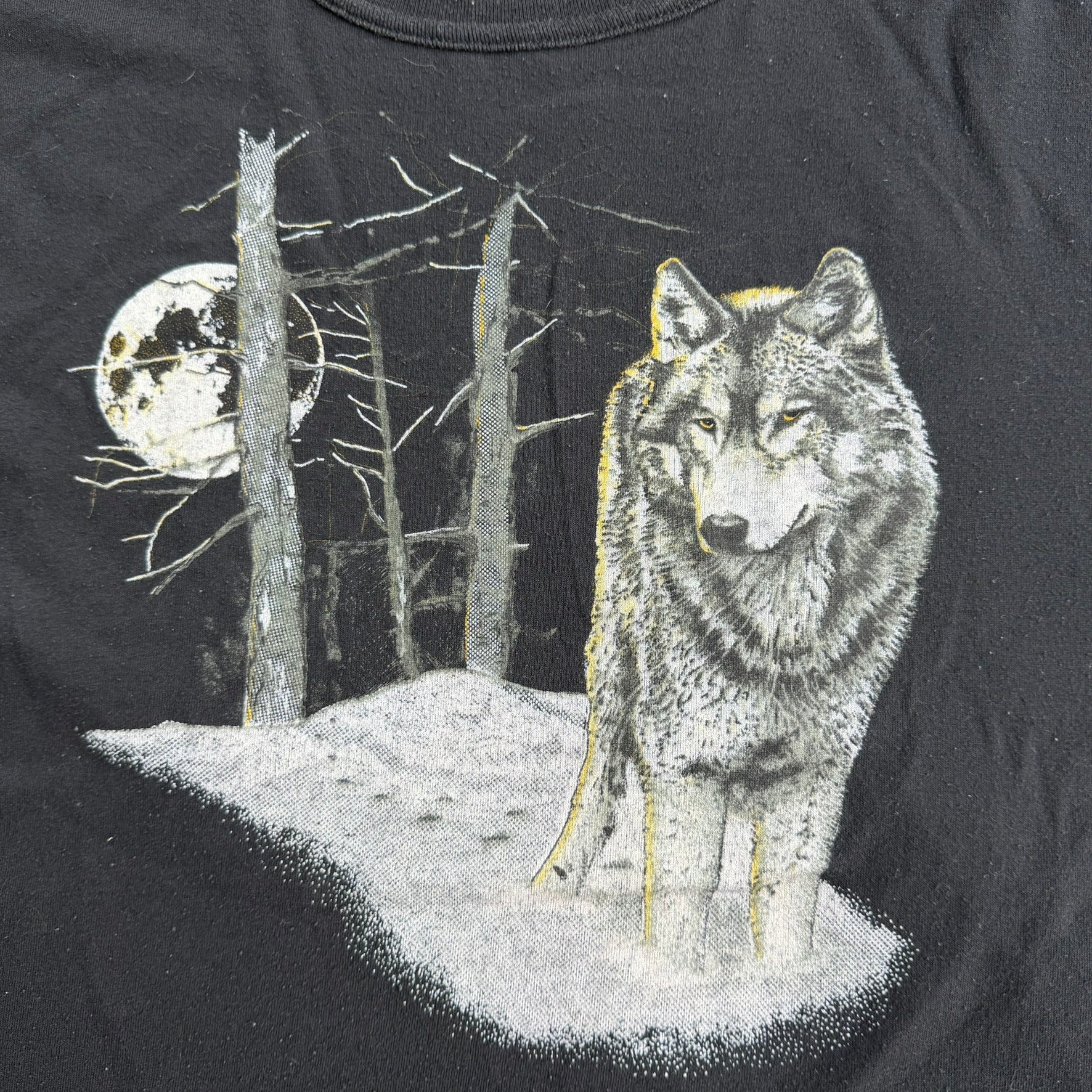 J- Vintage 90s Penmans Wolf & Moon Graphic Single Stitch Tee - L