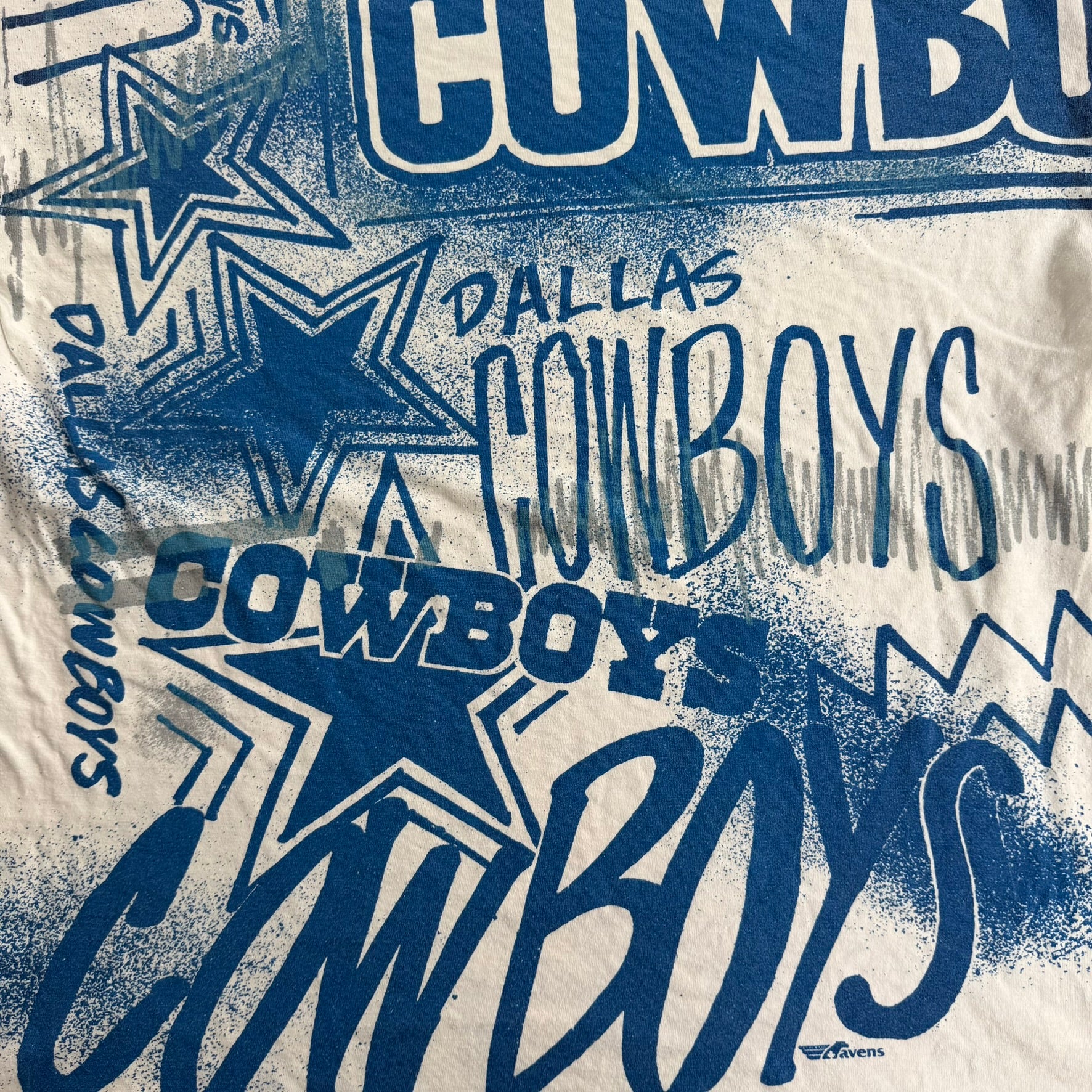 J- Vintage Dallas Cowboys NFL All Over Print Single Stitch Tee - L