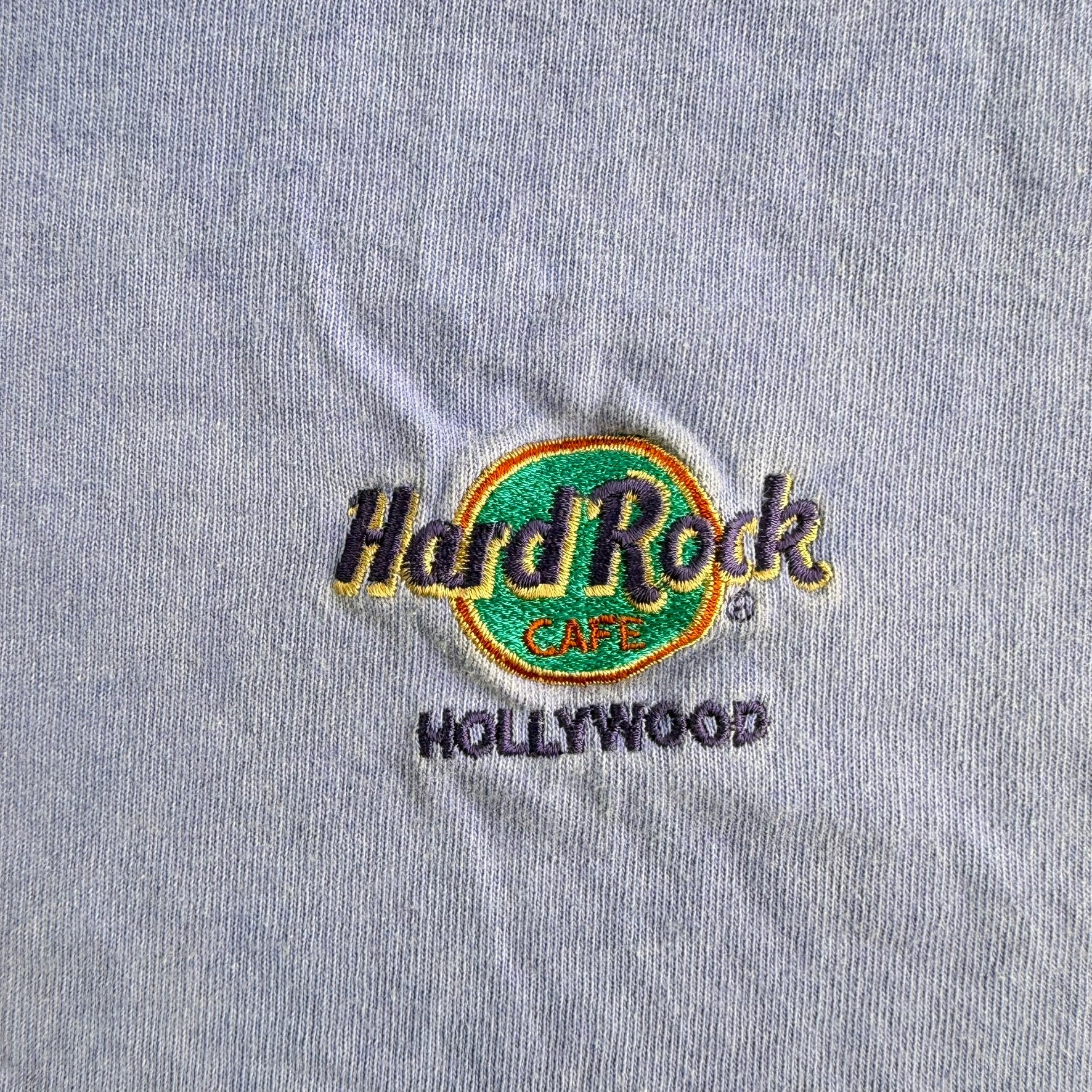 J- Vintage Hard Rock Cafe Hollywood Embroidered Logo Made In USA Single Stitch Tee - XL