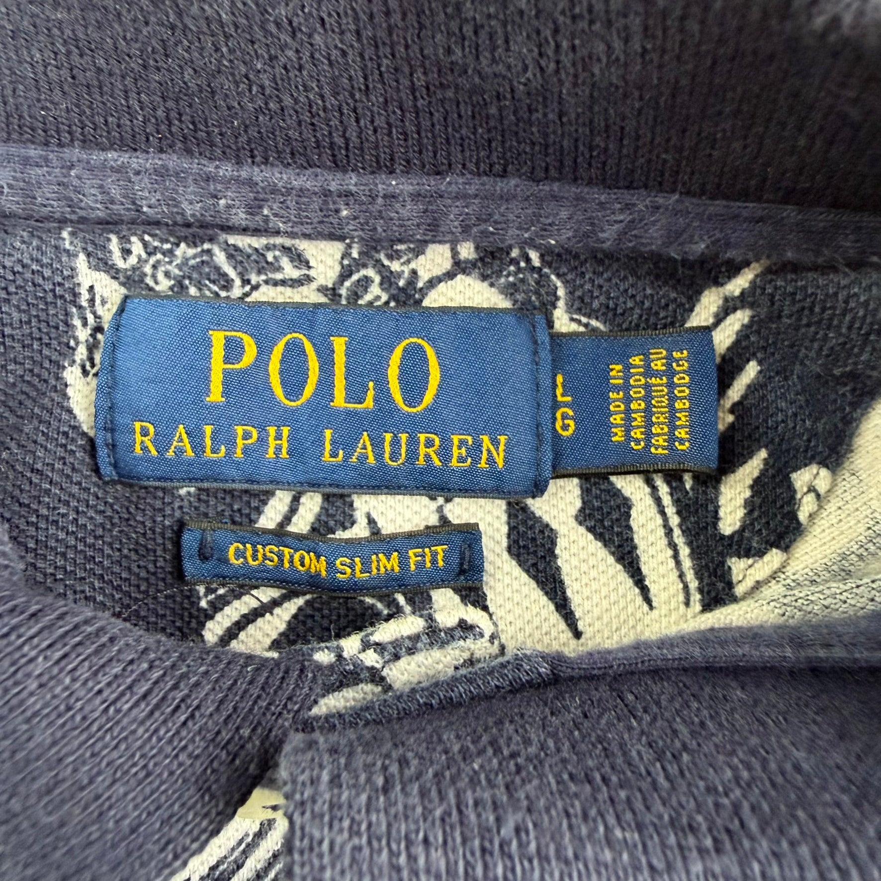 Polo RL Embroidered Logo Bearwaiian Tropical Print Short Sleeve Polo Shirt - L