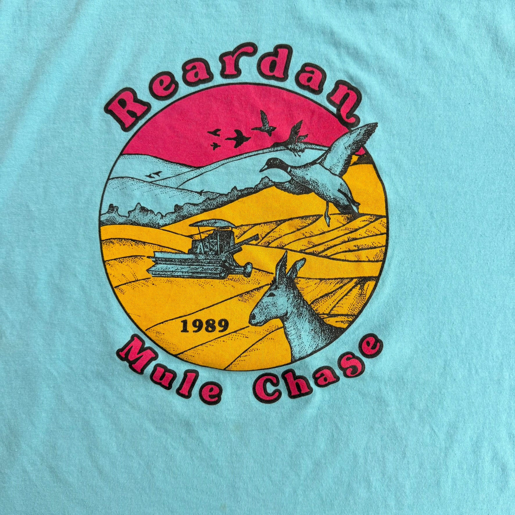 J- Vintage '89 Reardan Mule Chase Graphic Made In USA Single Stitch Tee - XL (fits L)