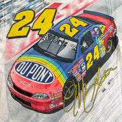 J- Vintage '98 Nascar Jeff Gordon Car & Pitt Crew Graphic Jumbo Print Made In USA Tee - L