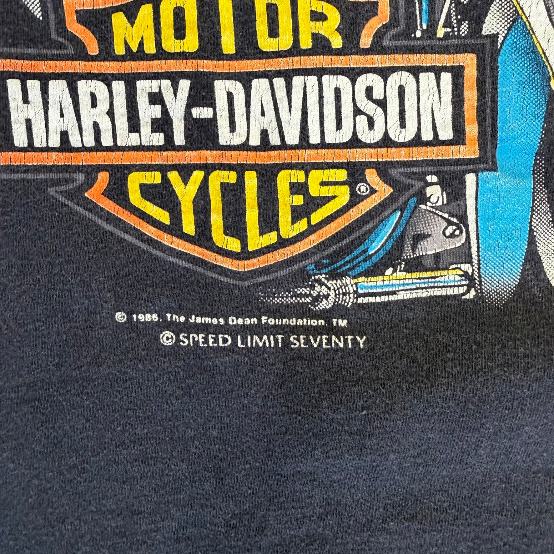 J- Vintage '86 Harley Davidson James Dean The King Of Cool Made In USA Single Stitch Tee - L