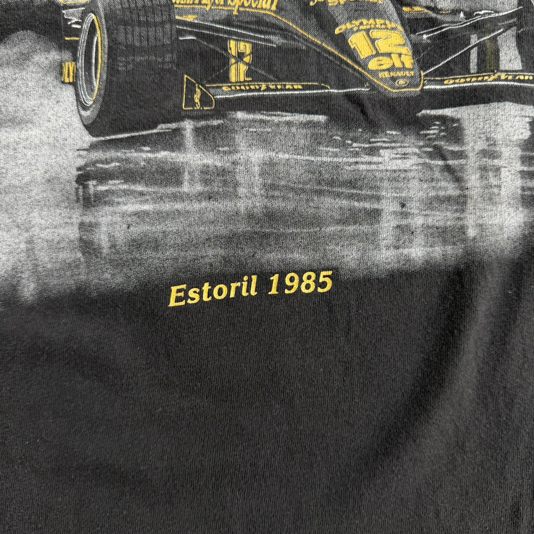 J- Vintage 90s F1 Ayrton Senna JSP Car Graphic Made In USA Single Stitch Tee - L