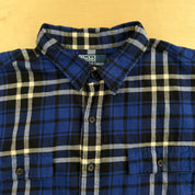 Vintage 90s Polo RL Plaid Blue Button Down Flannel Shirt - 2XL
