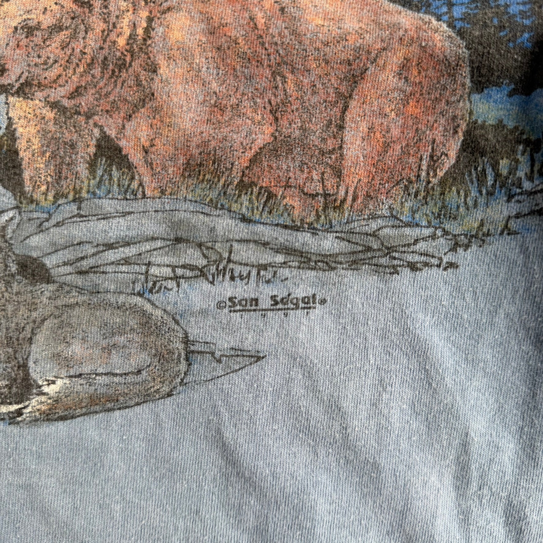J- Vintage '91 Red Anvil Alaska Animals & Mountains Graphic Made In USA Single Stitch Tee - L