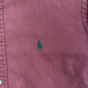 Vintage 90s Polo RL Embroidered Logo Burgundy Button Down Shirt - M