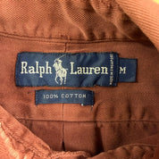 Vintage 90s Polo RL Embroidered Logo Burgundy Button Down Shirt - M