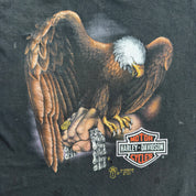 J- Vintage '88 Harley Davidson 3D Emblem Modesto California Graphic Made In USA Single Stitch Tee - M