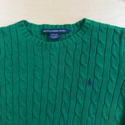 Vintage Women's Ralph Lauren Sports Embroidered Logo Green Knit Sweater - Women's L
