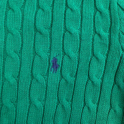 Vintage Women's Ralph Lauren Sports Embroidered Logo Green Knit Sweater - Women's L