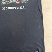 J- Vintage '88 Harley Davidson 3D Emblem Modesto California Graphic Made In USA Single Stitch Tee - M
