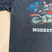 J- Vintage '88 Harley Davidson 3D Emblem Modesto California Graphic Made In USA Single Stitch Tee - M