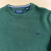 Vintage 90s Chaps RL Embroidered Logo Dark Green Knit Sweater - M