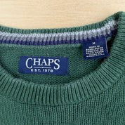 Vintage 90s Chaps RL Embroidered Logo Dark Green Knit Sweater - M