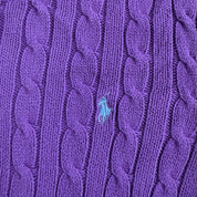 Vintage Women's 90s Ralph Lauren Embroidered Logo Cable Knit Sweater - Women's M