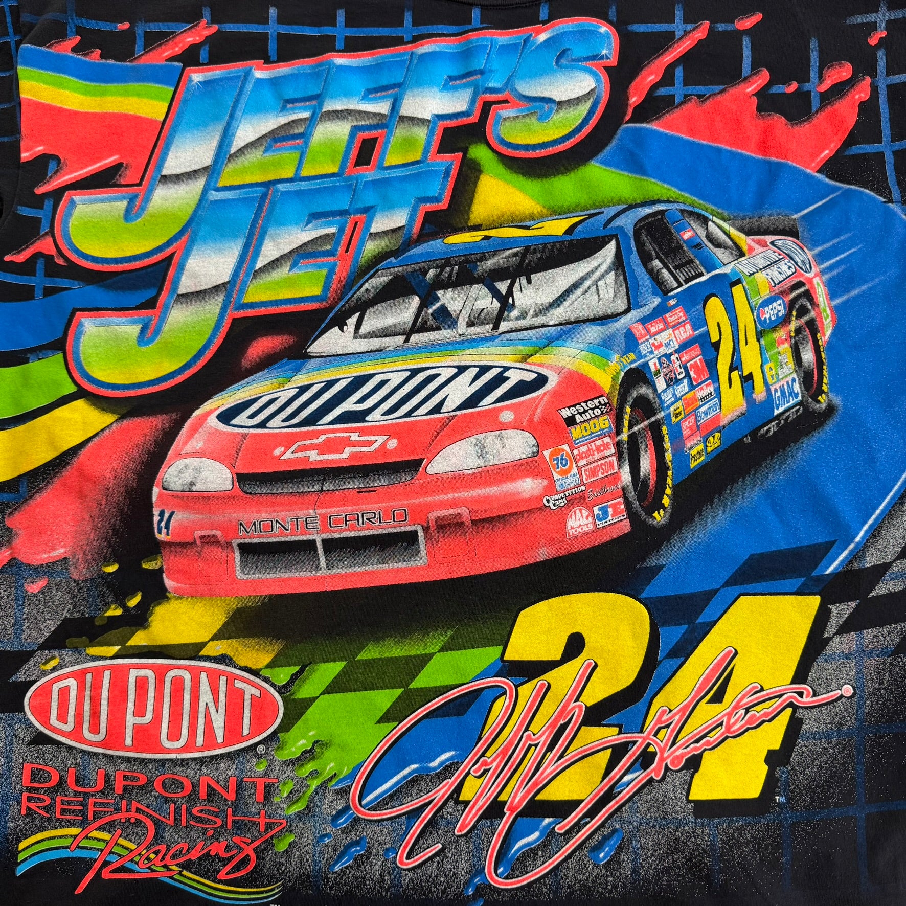 J- Vintage '97 Nascar Jeff Gordon Jeff's Jet Jumbo Print Graphic Made In USA Tee - XL