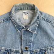 Vintage 90s Lee Dungarees Cant Bust Em Made In USA Trucker Denim Jacket - 2XL
