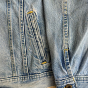 Vintage 90s Lee Dungarees Cant Bust Em Made In USA Trucker Denim Jacket - 2XL
