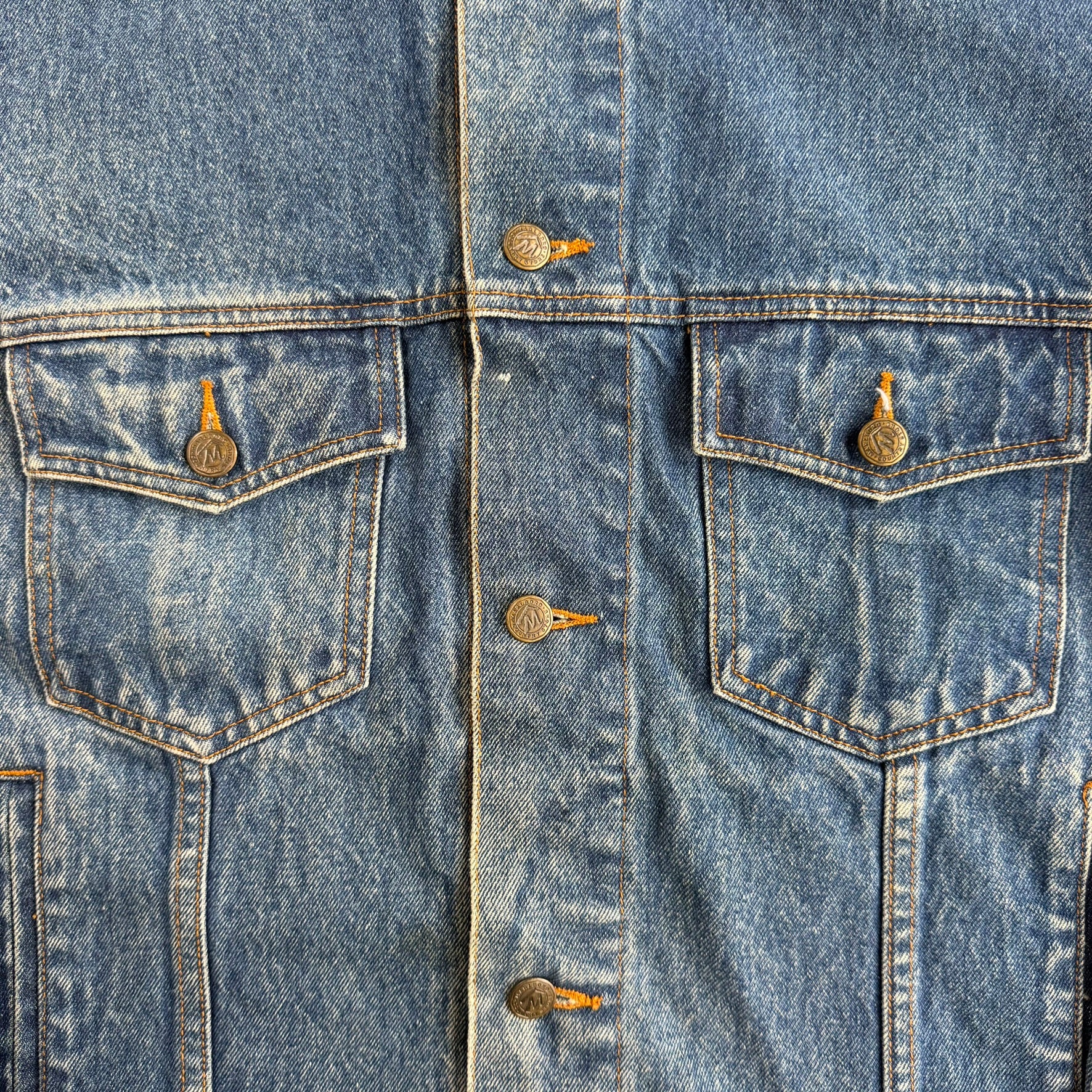 Vintage 90s Marlboro Country Store Flannel Lined Trucker Denim Jacket - M
