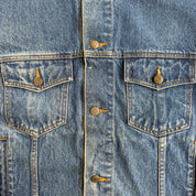 Vintage 90s Marlboro Country Store Flannel Lined Trucker Denim Jacket - M