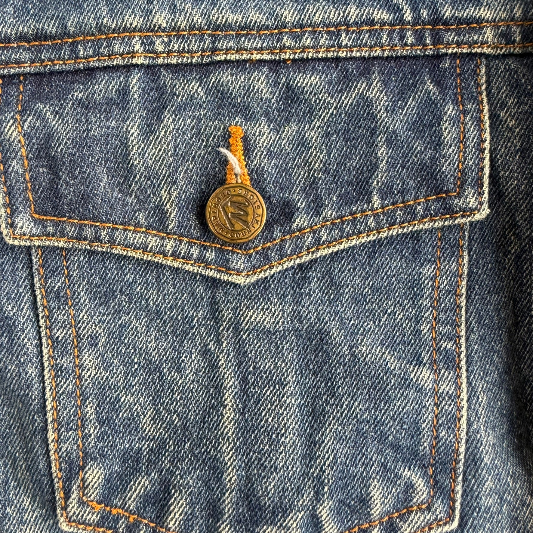 Vintage 90s Marlboro Country Store Flannel Lined Trucker Denim Jacket - M